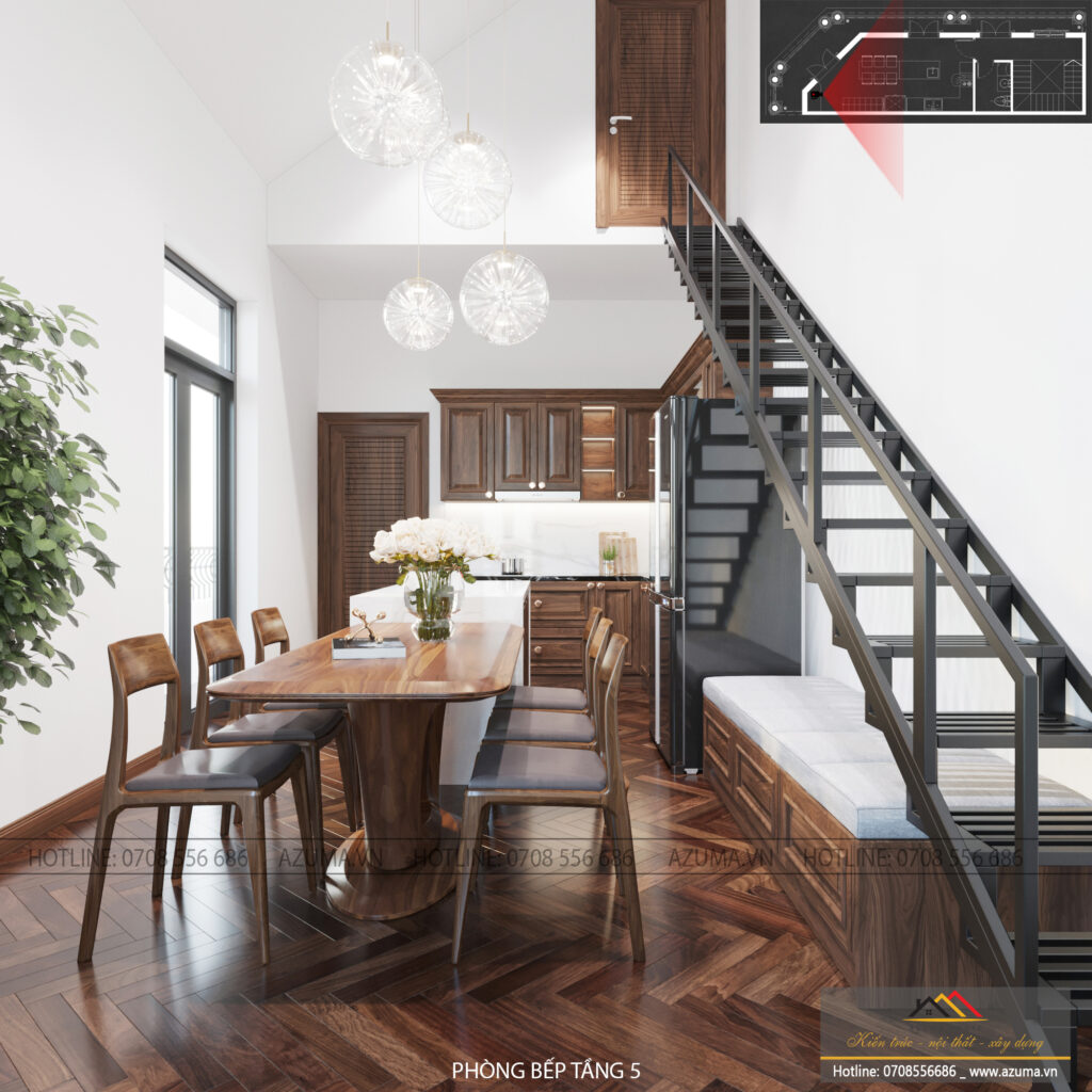 Thiết kế biệt thự San Hô – Vinhomes với nội thất gỗ óc chó nhập khẩu