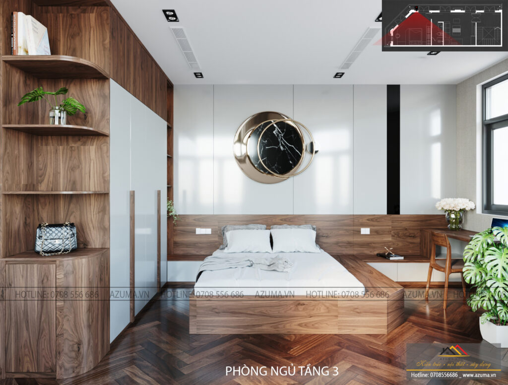 Thiết kế biệt thự San Hô – Vinhomes với nội thất gỗ óc chó nhập khẩu