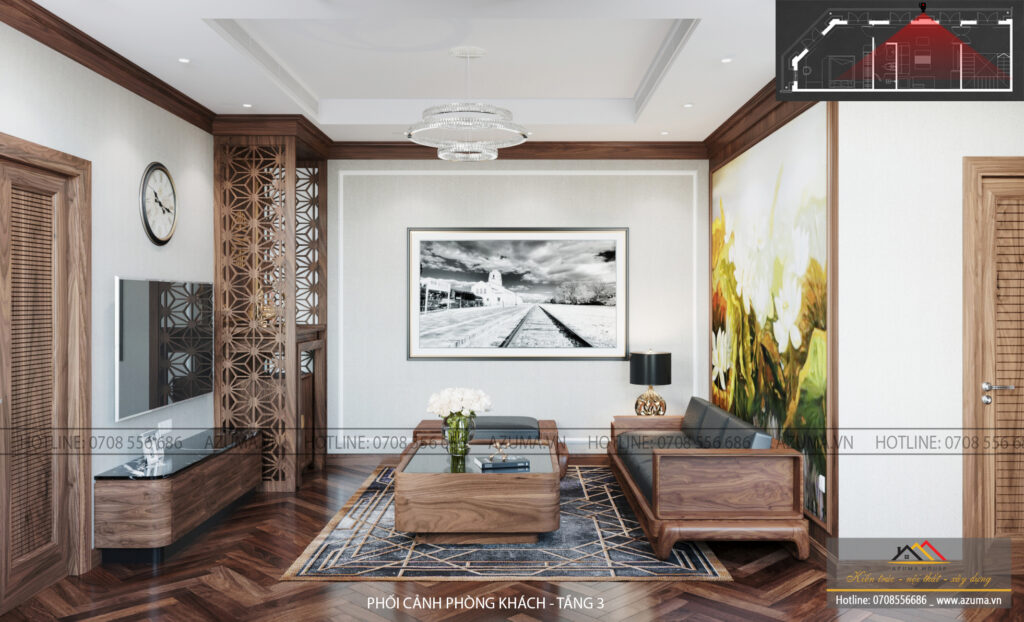 Thiết kế biệt thự San Hô – Vinhomes với nội thất gỗ óc chó nhập khẩu