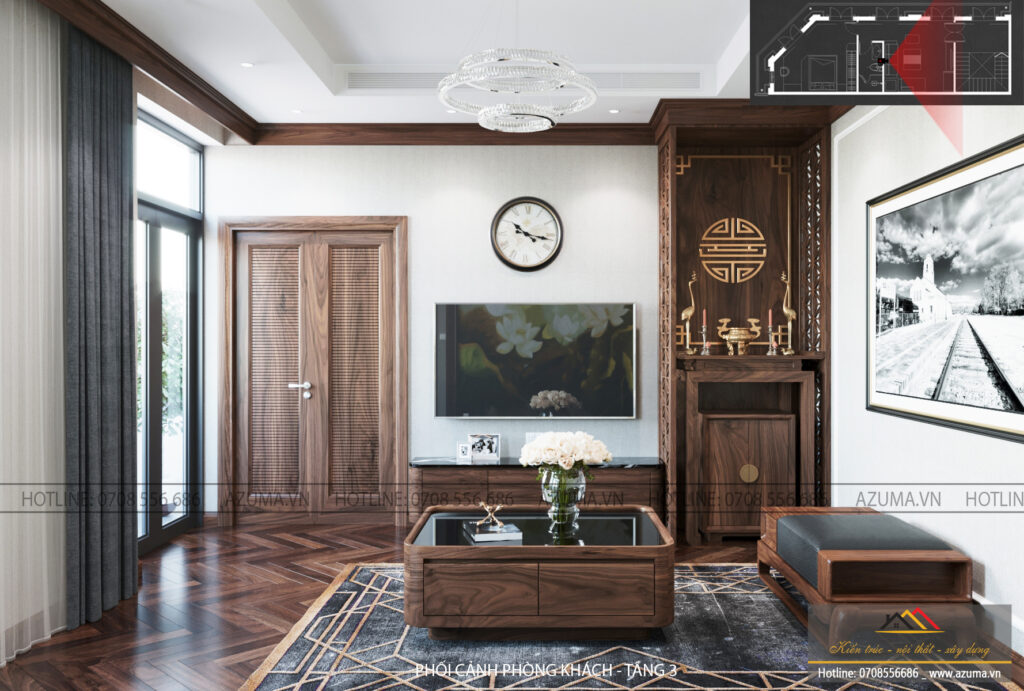 Thiết kế biệt thự San Hô – Vinhomes với nội thất gỗ óc chó nhập khẩu