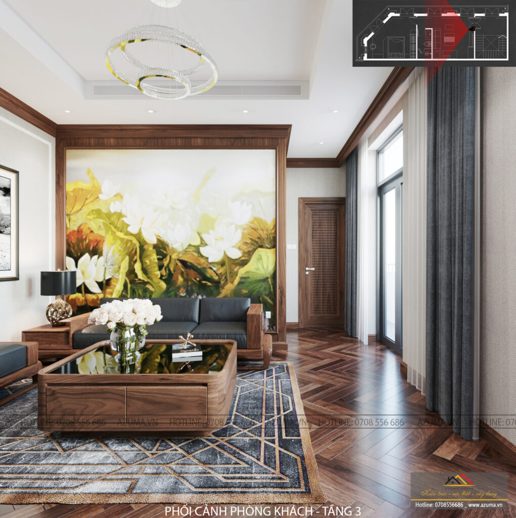 Thiết kế biệt thự San Hô – Vinhomes với nội thất gỗ óc chó nhập khẩu