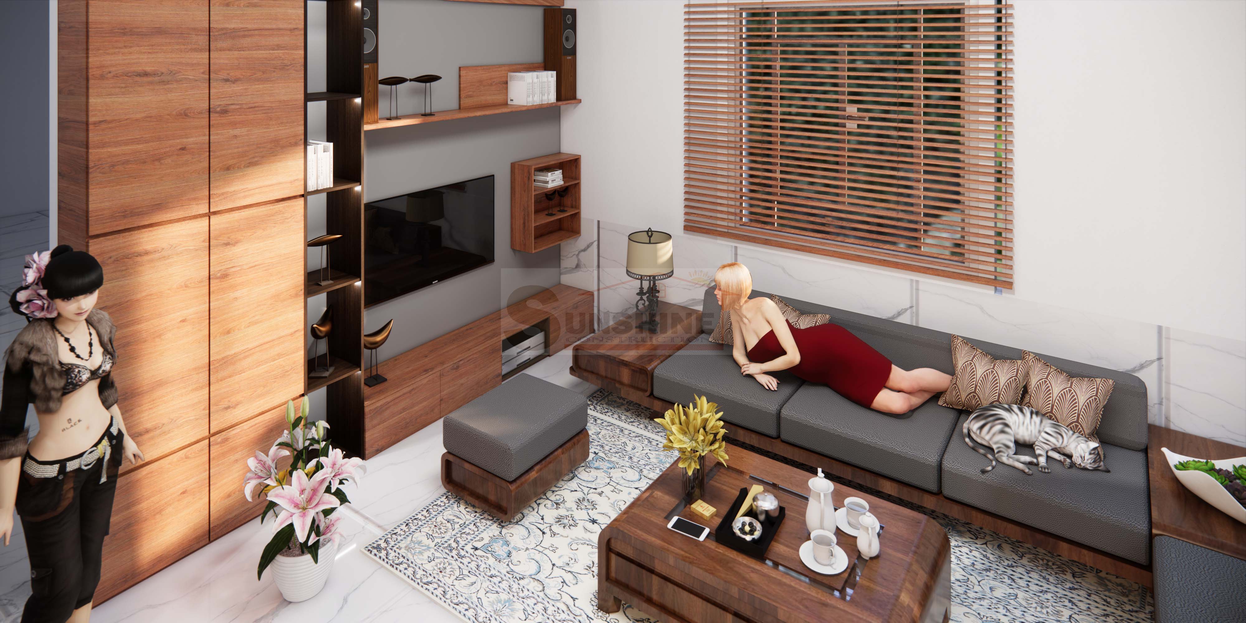 Thiết kế nhà phố phong cách hiện đại Cô Tuyết